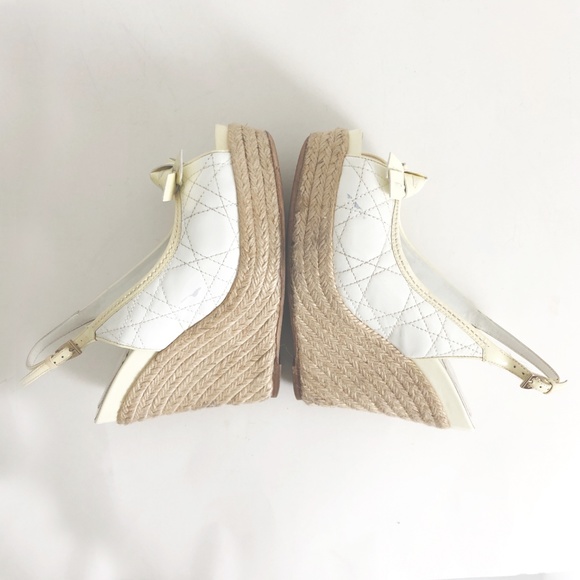 Dior Sandals White Patent Cannage Sandal Platform 38.5 in Box with Dustbag - Picture 3 of 8